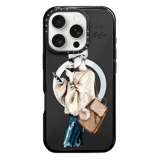 CASETIFY Kính Mát Cà Phê Cô Gái Vỏ Sạc Từ Tính Không Dây Tương Thích Cho IPhone11 12 13 14 15 16 Pro Max Cover 15 16 PLUS Silicon Mềm Trong Suốt Ốp Lưng Chống Sốc