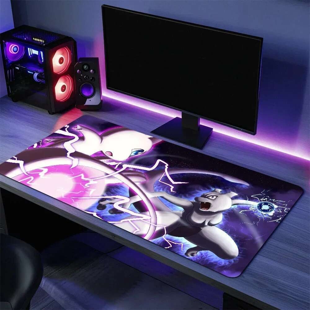 Pokemon Mewtwo Cool Cho PC Lớn MousePads Bàn Chơi Game Miếng Lót Chuột Khâu Cạnh Đế Mở Rộng