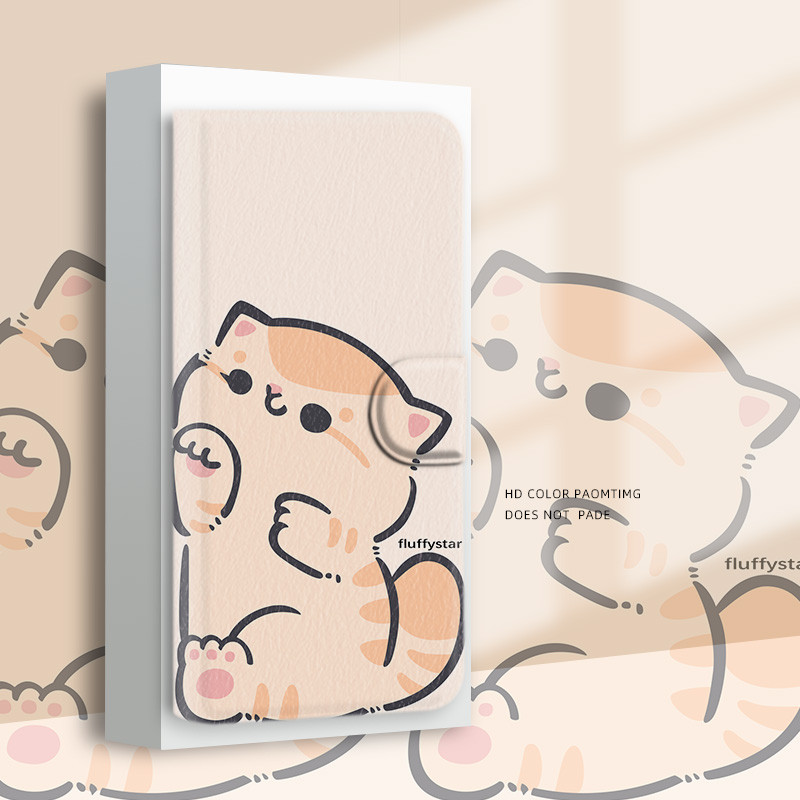 Ốp Da Hoạt Hình Thời Trang Thích Hợp Cho Apple iPhone 15 Plus 14 16 Pro Max i15 KT Cat Vỏ Điện Thoại Dễ Thương