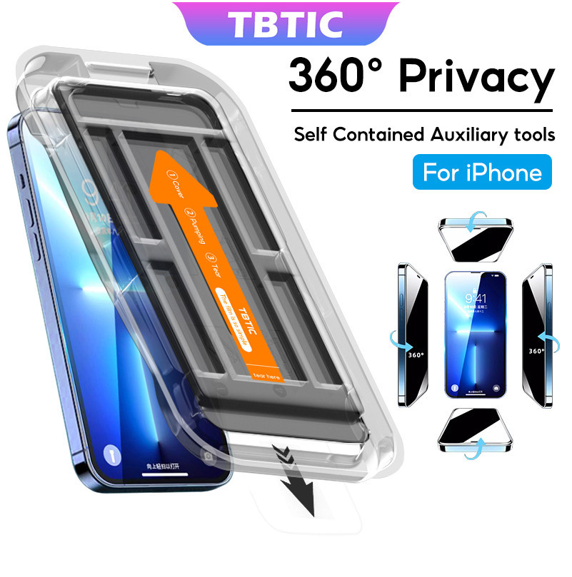 Mô tả Tbtic Cho iPhone Bảo Vệ Màn Hình Kính Cường Lực 16 15 14 13 12 11 Pro Max Plus XR X Xs Privacy 360 Tự Động Căn Chỉnh Dễ Dàng Lắp Đặt Bảo Vệ Toàn Diện - 1