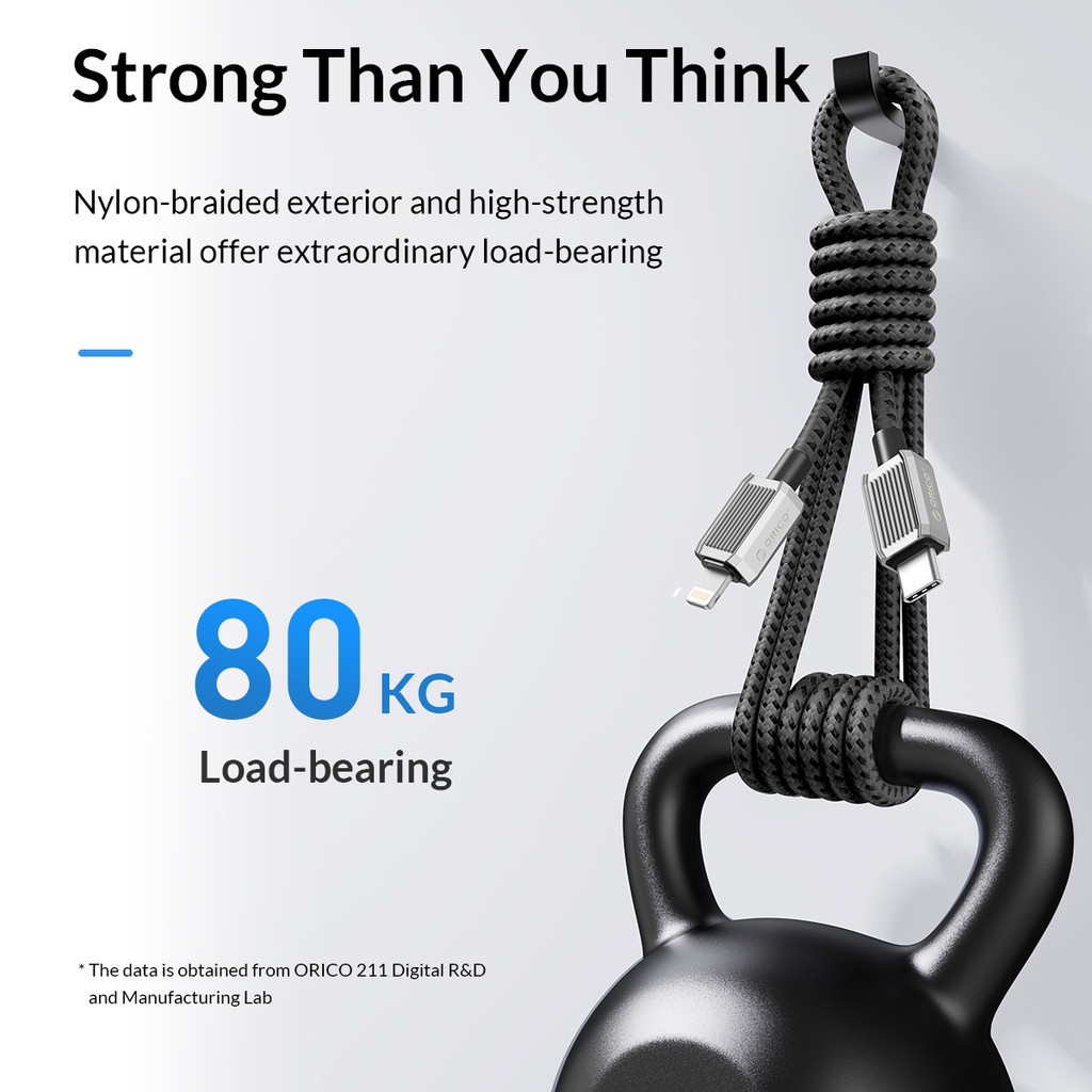 Mô tả Cáp sạc Lightning ORICO USB A sang Lightning PD60W Sạc cho iPhone 14 pro iPhone 7 8 iPhone X (GQZ12) - 9