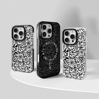 CASETIFY Tối Giản Đường Màu Đen Hoa Vỏ Sạc Từ Tính Không Dây Tương Thích Cho IPhone11 12 13 14 15 16 Pro Max Cover 15 16 PLUS Silicon Mềm Trong Suốt Ốp Lưng Chống Sốc