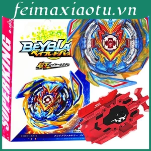 Bộ đồ chơi con quay hồi chuyển Flame Super King Booster B163 Brave Valkyrie có đai cao su và bệ phóng LR vui nhộn