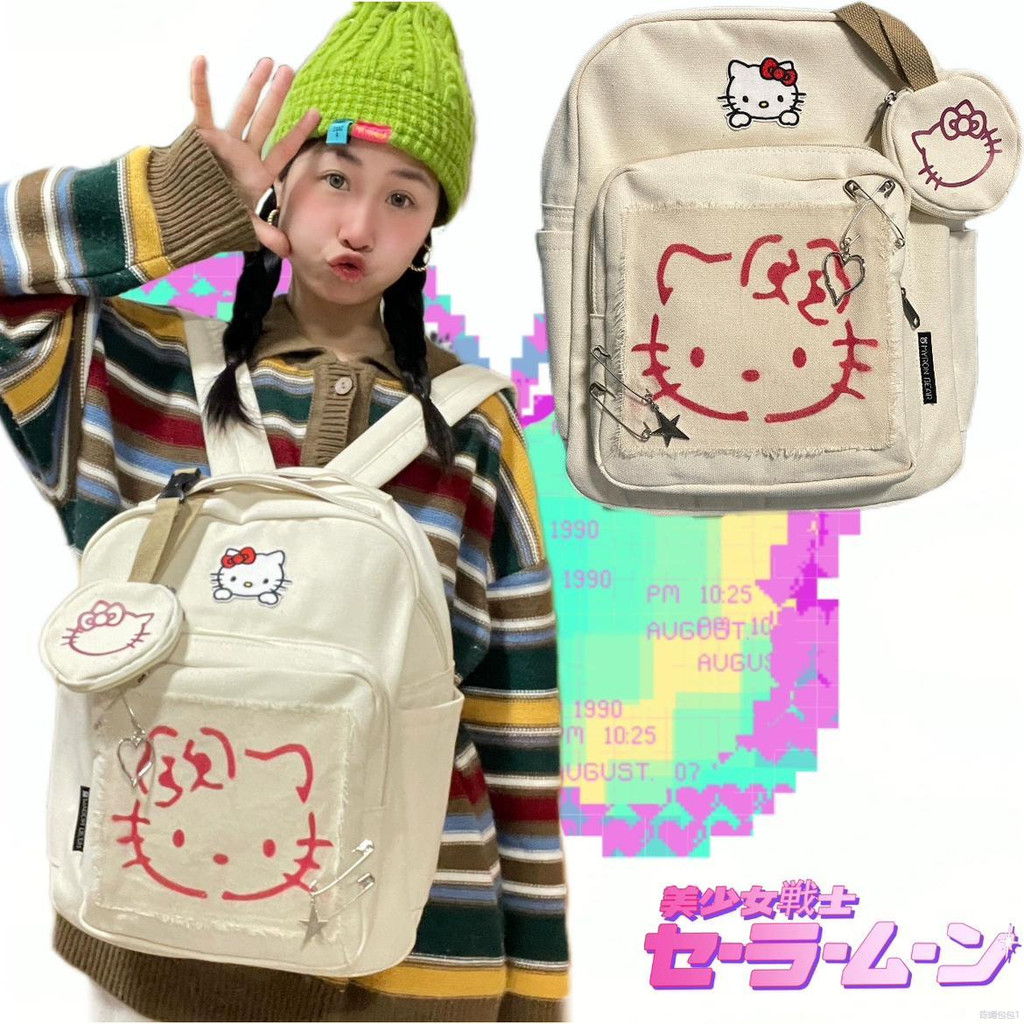 Trong kho Ba lô vá Hello Kitty phong cách retro Ba lô máy tính đa chức ...