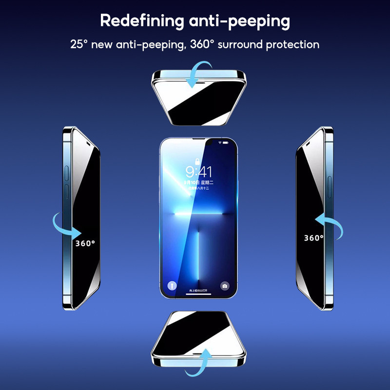 Mô tả Tbtic Cho iPhone Bảo Vệ Màn Hình Kính Cường Lực 16 15 14 13 12 11 Pro Max Plus XR X Xs Privacy 360 Tự Động Căn Chỉnh Dễ Dàng Lắp Đặt Bảo Vệ Toàn Diện - 4