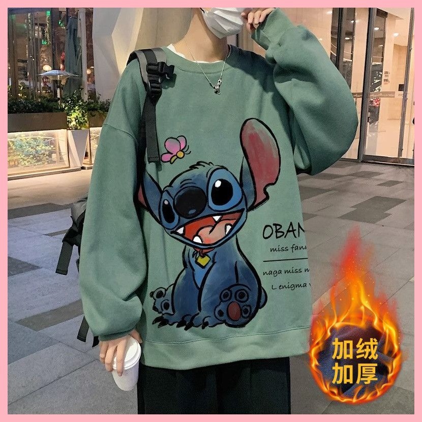 Áo khoác Quần áo Áo Áo Stitch Abomination Lilo Pelekai Reuben Woops Stitch Abomination In Hình Áo Dài Tay Nam Dạo Phố ins Thiết Kế Mỹ Top Niche Cổ Tròn Lông Cừu Lót Áo Hợp Thời Trang