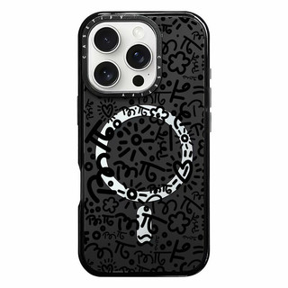 CASETIFY Tối Giản Đường Màu Đen Hoa Vỏ Sạc Từ Tính Không Dây Tương Thích Cho IPhone11 12 13 14 15 16 Pro Max Cover 15 16 PLUS Silicon Mềm Trong Suốt Ốp Lưng Chống Sốc