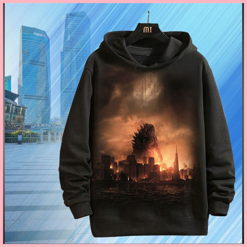 Quần Áo Godzilla Godzilla Godzilla Khủng Long Áo Dài Tay Áo Thu Đông Áo Khoác Thanh Niên Sinh Viên Quần Áo Quần Áo