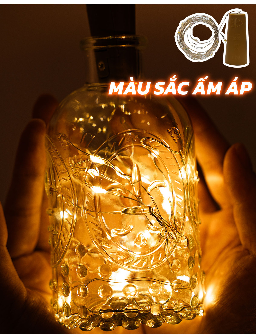 Mô tả Đèn LED Đom Đóm Hình Nút Chai MODI SOLAR 2M 20 Bóng Trang Trí Noel, Trang Trí Nhà Cửa - 2