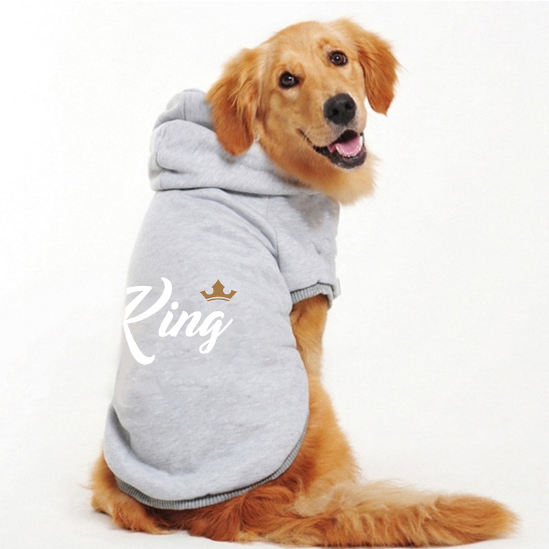 King Pattern Cat / Dog Ấm áp và thoải mái Size lớn Áo có mũ trùm đầu cho chó lớn