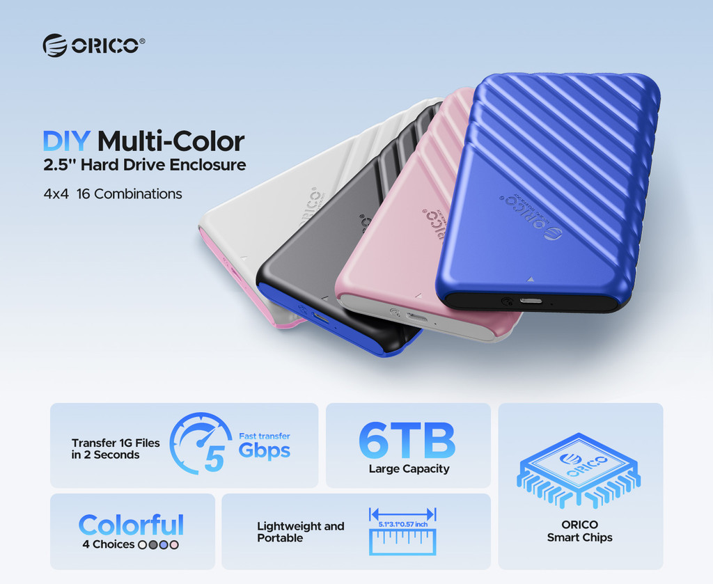 Mô tả Bộ chuyển đổi ORICO SATA sang USB 3.0 Vỏ đĩa cứng gắn ngoài SSD HDD Vỏ 5Gbps Không cần dụng cụ cho ổ cứng SATA 2,5 "(2521U3) - 2