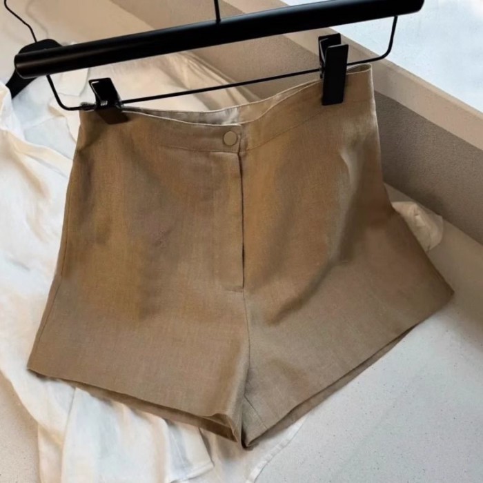Quần Short Kaki Nữ Mùa Hè Mỏng Old Money Phong Cách Đa Năng Ôm Cổ Ống Rộng Năm Điểm Phù Hợp Với