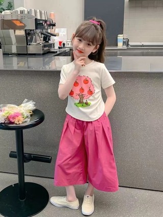 Quần crop bé gái, quần ống rộng, quần áo mùa hè, quần mỏng mùa hè sành điệu cho bé gái