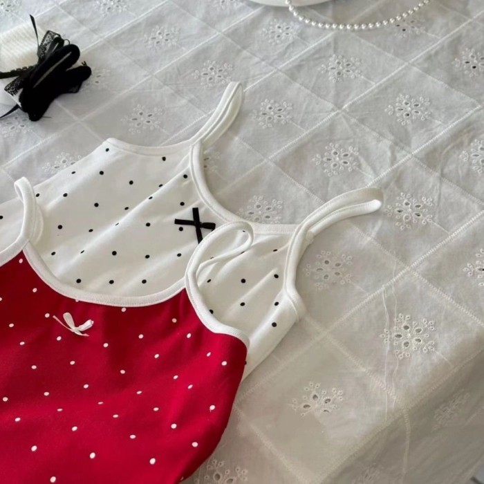 cổ tròn nữ dễ thương chấm bi phong cách Hàn Quốc bé gái váy trẻ em đa năng áo vest cho bé