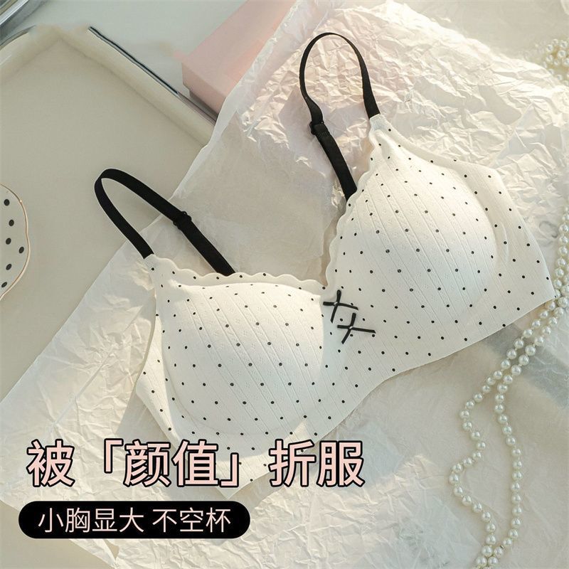Áo Ngực Chấm Bi Liền Mạch Cho Ngực Nhỏ, Thu Nhỏ Và Chống Chảy Xệ, Mỏng Nhẹ Gợi Cảm