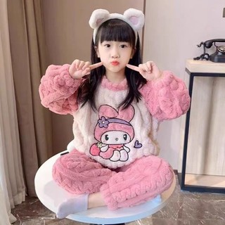 Quần áo ở nhà dành cho nữ, bộ đồ ngủ nhung dày ấm áp mới hoạt hình mùa thu đông nhung san hô