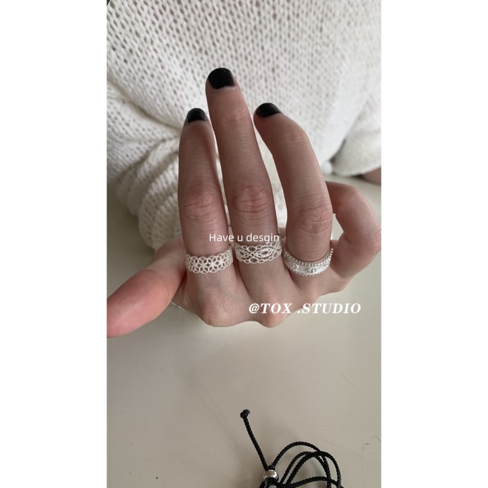 Nhẫn trắng ngọt ngào phiên bản Hàn Quốc, làm từ bạc, phù hợp nhiều kích cỡ