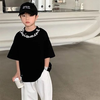 Áo thun bé trai ngắn tay khiêu vũ đường phố áo thun cotton nguyên chất cho trẻ em vừa và lớn nửa ta
