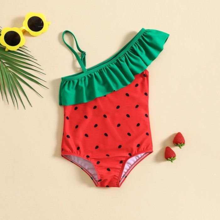 Áo tắm trẻ em bé gái công chúa bé gái bikini dễ thương áo tắm một mảnh màu đỏ