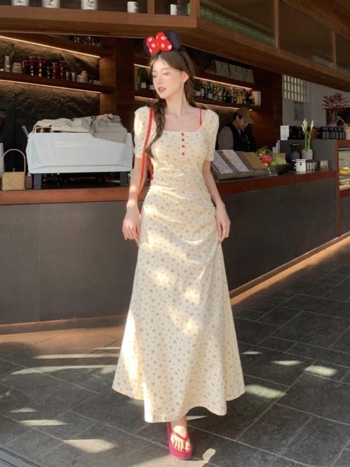 French Floral Dress For Women, Summer New Style, Sweet Temperament, High-end Sense, Slimming