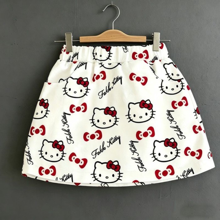 Bé Gái Mới Váy Ngắn Bé Gái Mùa Hè Full In Hình Mèo KT Váy Hoạt Hình Đa Năng Phong Cách Phương