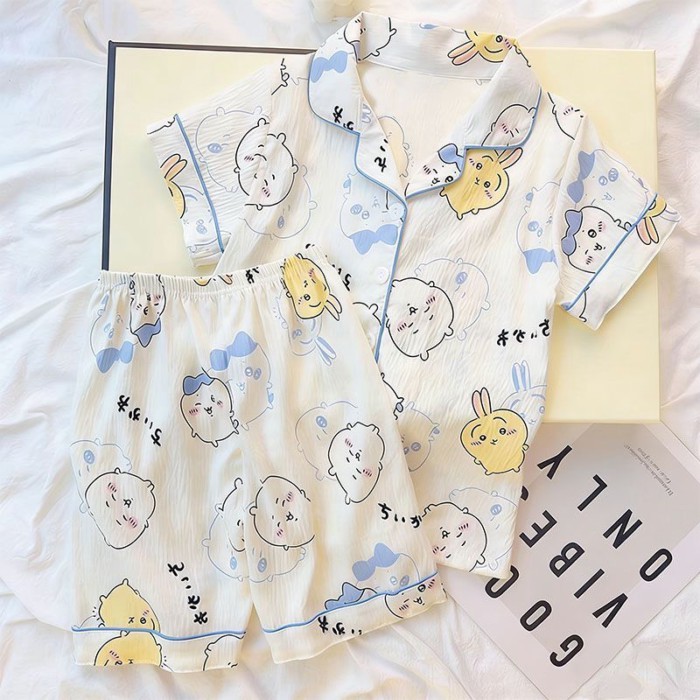 KT Bộ Đồ Ngủ Bé Gái Mèo Phong Cách Dễ Thương Ngắn Tay Mùa Hè Quần Short Cloud Cotton Trẻ Em Bé