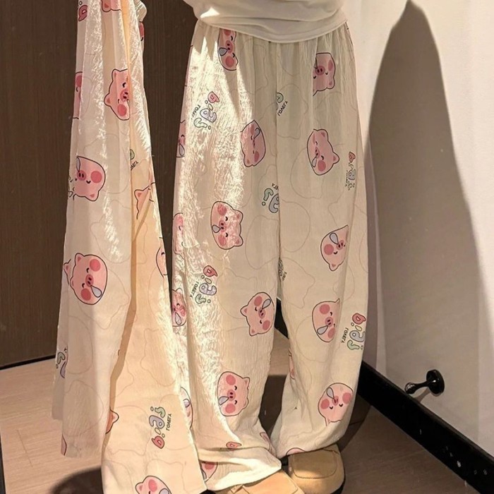 quần mỏng mát mẻ mùa hè, quần đi dạo mùa hè dễ thương, quần mỏng mặc ở nhà mùa xuân thu mới, có