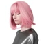 Thời Trang Nữ Trung Dài Màu Hồng Bob Đầu Tóc Giả Bao Air Bangs Full Head Cover Tự Nhiên Lông Tơ Thẳng Đầu Bao