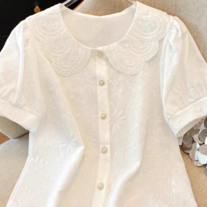 Áo sơ mi ngắn tay nữ  áo mỏng, cao cấp, nhẹ sang trọng, áo Pháp, sơ mi nhỏ