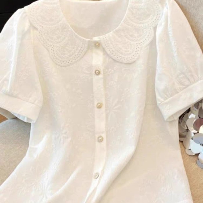 Áo sơ mi ngắn tay nữ  áo mỏng, cao cấp, nhẹ sang trọng, áo Pháp, sơ mi nhỏ