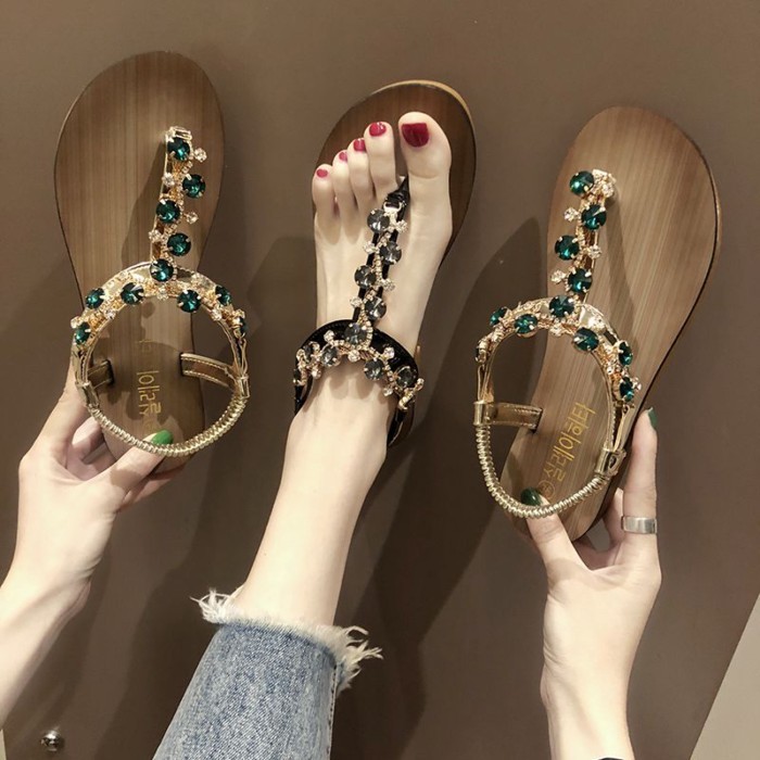 Giày Sandal Nữ Mùa Hè Mới Phong Cách Cổ Tích Đa Năng Đáy Bằng Sinh Viên Flip-Toe Nữ Đi Biển Chốn