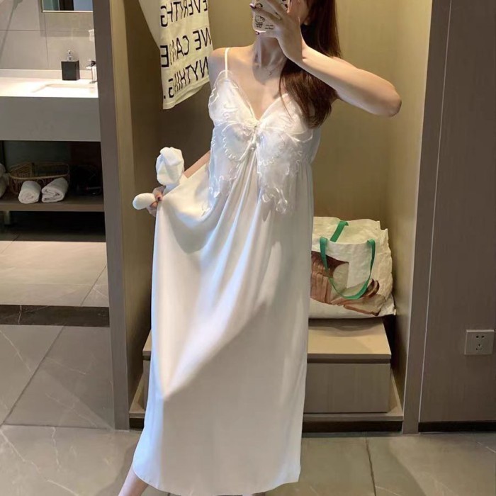 Váy Ngủ Mùa Hè Gợi Cảm Phong Cách Mới Miếng Lót Áo Ngực Băng Lụa Thắt Nơ Suspender Bướm Bộ Đồ
