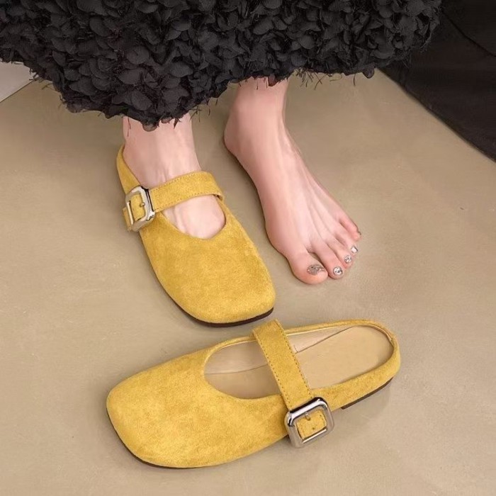 Baotou nửa dép nữ bên ngoài mặc phẳng Giày Birkenstock một chân giày nữ Mary Jane giày