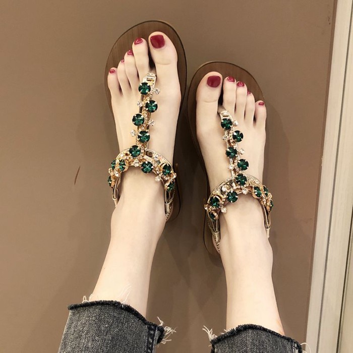 Giày Sandal Nữ Mùa Hè Mới Phong Cách Cổ Tích Đa Năng Đáy Bằng Sinh Viên Flip-Toe Nữ Đi Biển Chốn