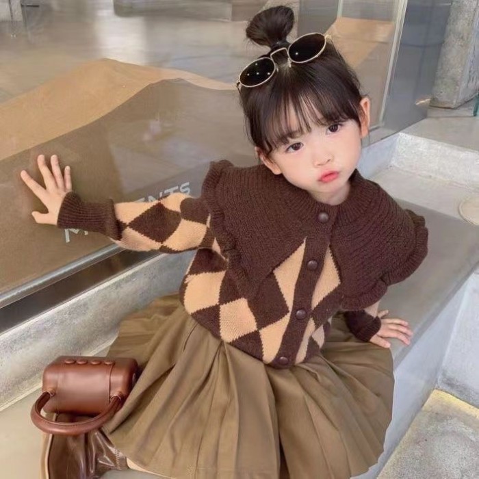 Áo khoác len đan mở trước bé gái mẫu mới Thu Đông, áo len mềm dễ thương, giữ ấm tốt