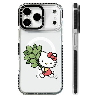 Hello Kitty Giữ Vỏ Nhãn Dán Lá Bưởi Vỏ Sạc Từ Tính Không Dây Tương Thích Cho IPhone 12 13 14151617ProMax Cover 17AIR Silicone Mềm Trong Suốt Ốp Lưng Chống Sốc