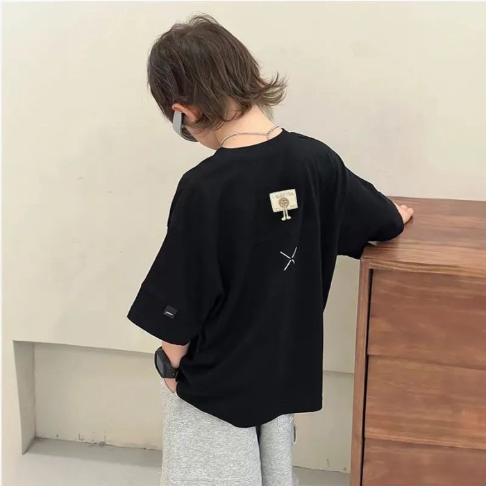 Áo thun bé trai tay ngắn dáng rộng mỏng nhẹ phong cách Hàn Quốc thời trang mới nhất