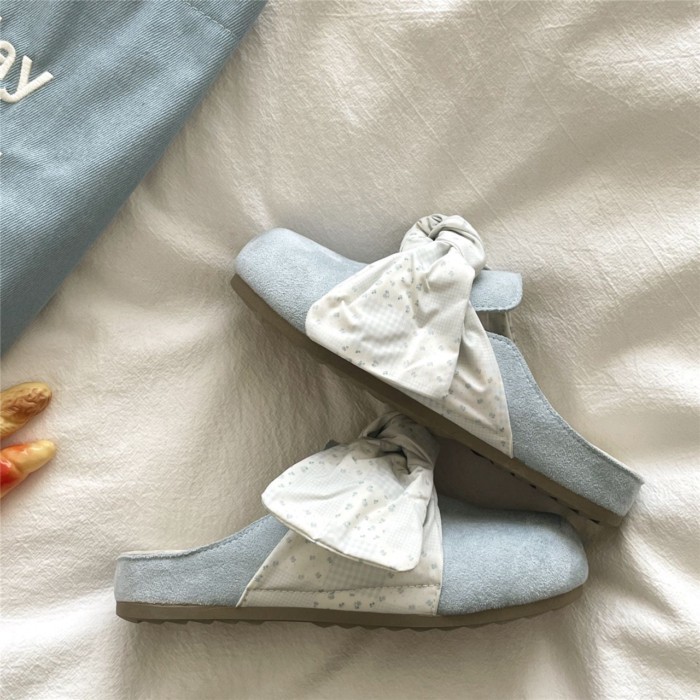 nơ Birkenstocks nửa dép nữ bên ngoài mặc giày lười mũi trơn giày nữ