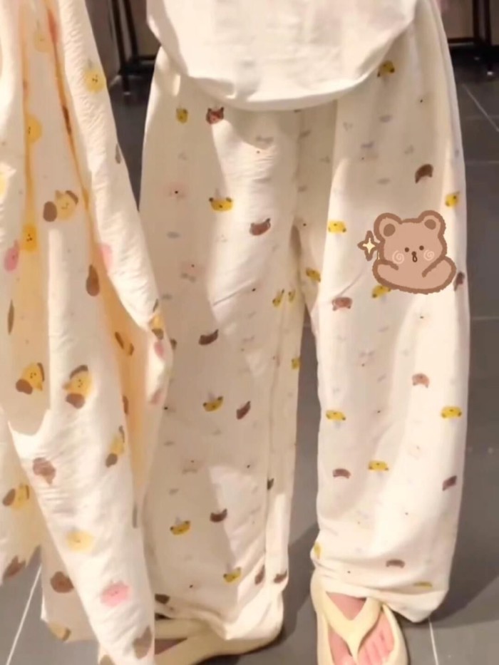Walking Pants Striped Casual Pants Spring And Autumn Pajamas Women's Trousers KT Cat Women Can
