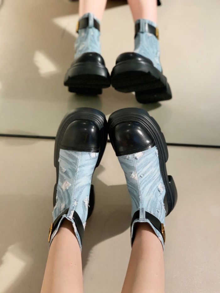 Giày bốt Martin denim đế dày  dành cho nữ, giày bốt siêu hot nổi tiếng trên mạng, giày bốt Mar
