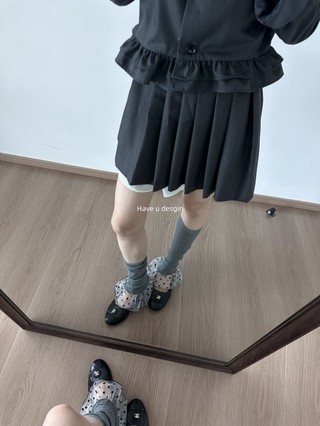 Tất ren chấm bi mỏng phong cách xuân hè, khâu chân loe