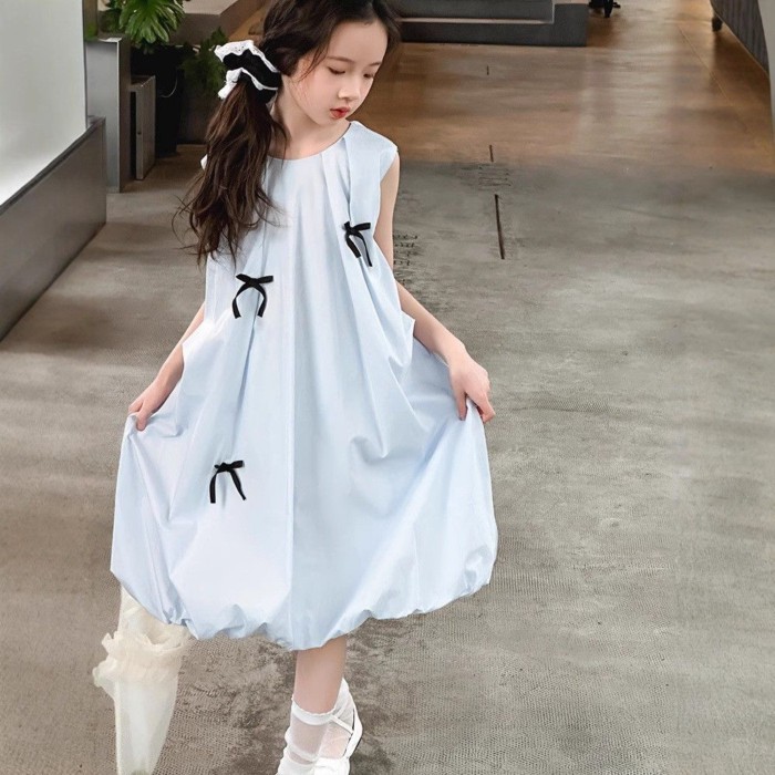 Children's Bow Fairy Dress, High-end, Fashionable, Slim Flower Bud Dress, Princess Style Cute