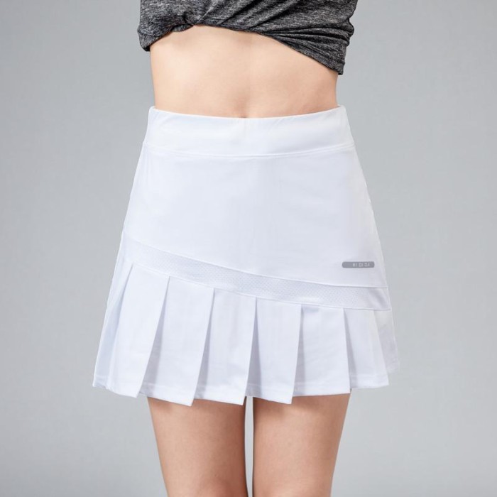 Váy ngắn thể thao nữ yoga chạy bộ quần cầu lông váy váy tennis nửa váy xếp li màu trắng
