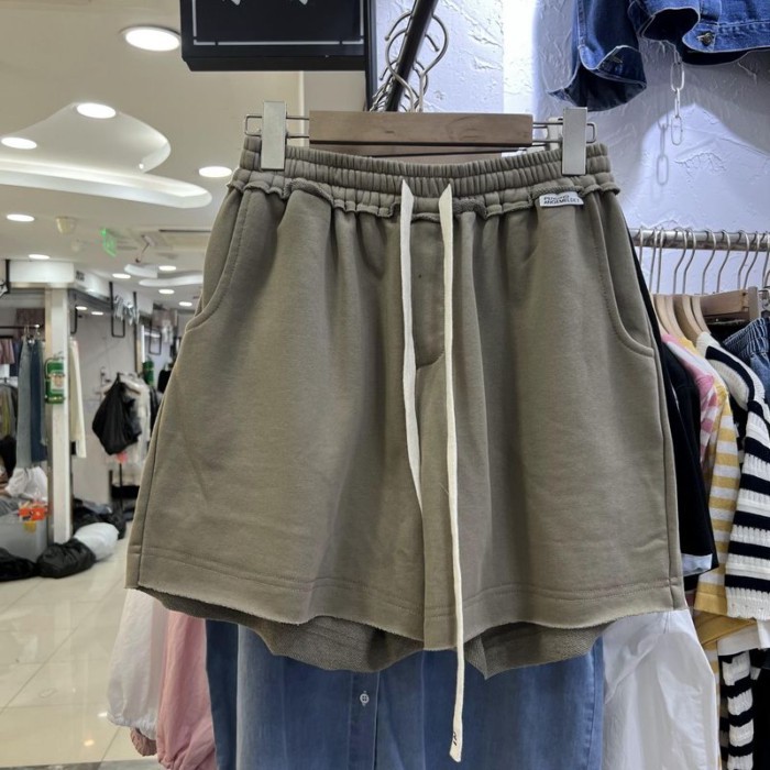 Lưng thun dây rút dáng rộng quần short ống rộng nữ mùa hè thời trang mới phong cách thể thao