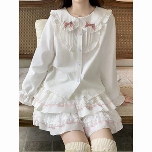 lolita bên trong mặc lolita tay phồng dài tay áo bên ngoài mặc dễ thương mềm mại cô gái top b