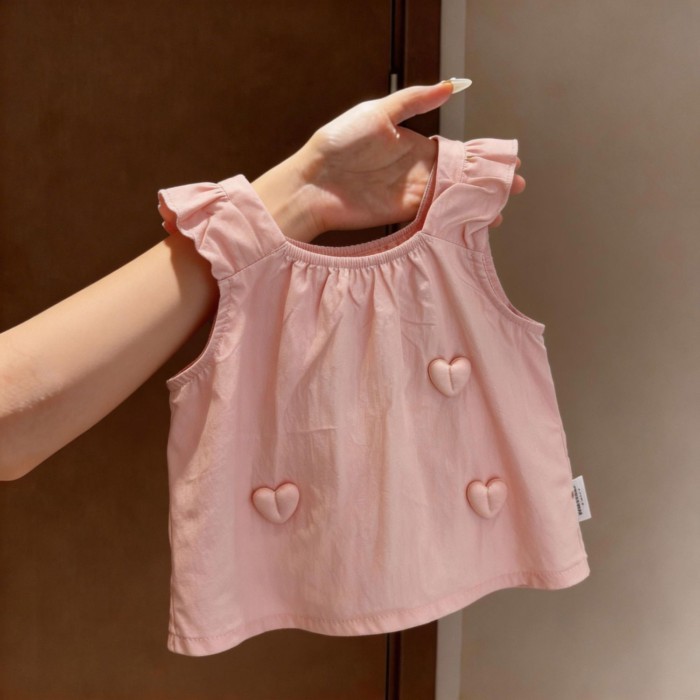 Bé Gái Mùa Hè Áo Vest Mới Hợp Thời Trang Tình Yêu Áo Thun Phong Cách Hàn Quốc Phong Cách Phương