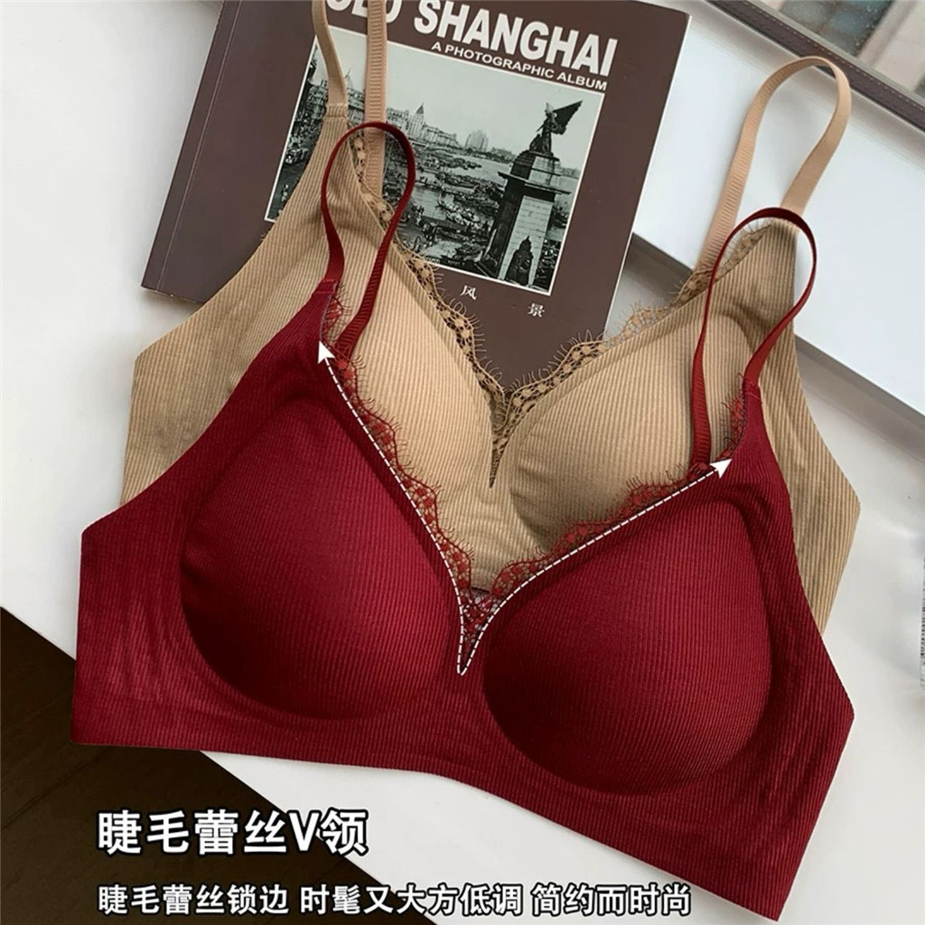 Lông mi giả ren cổ chữ V cho quần lót nữ, phù hợp vú nhỏ, chống chảy xệ