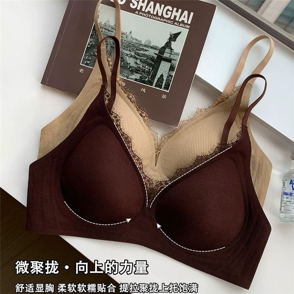 Lông mi giả ren cổ chữ V cho quần lót nữ, phù hợp vú nhỏ, chống chảy xệ