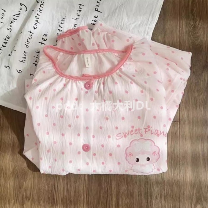 bộ đồ ngủ cho bé gái và trẻ sơ sinh, đồ ngủ nhật bản, quần dài tay mỏng mùa xuân thu, bộ đồ mặc