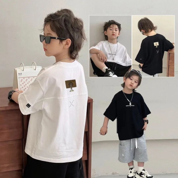 Áo thun bé trai tay ngắn dáng rộng mỏng nhẹ phong cách Hàn Quốc thời trang mới nhất